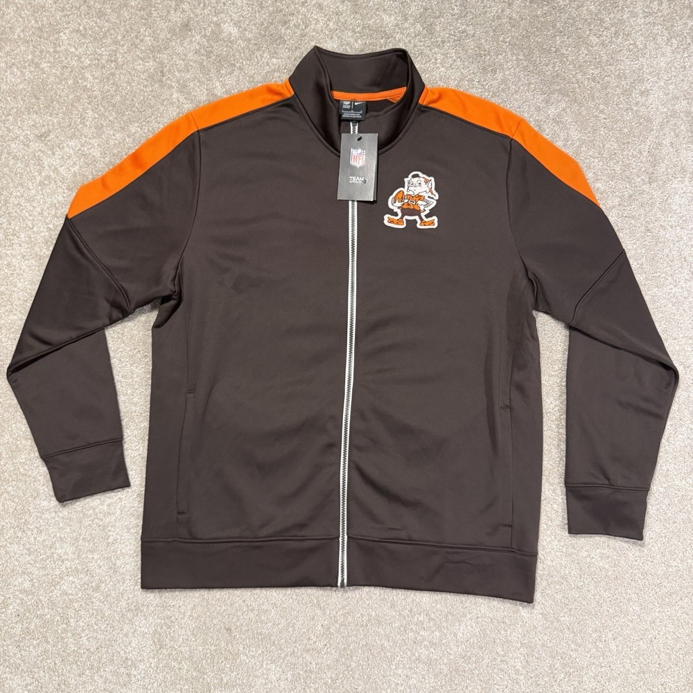 Cleveland Browns Nike Jacket Mens L Full Zip Brownie Elf NFL Team Apparel New